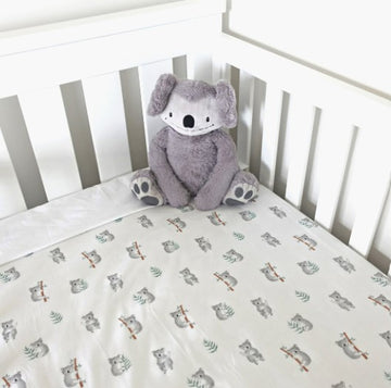 Organic cotton cot fitted sheet KOALA CUDDLES